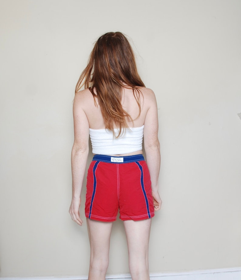 90s Small Board Shorts Womens Vintage Summer Red Blue Girl Etsy