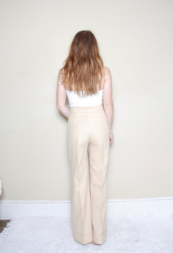 RESERVED 70s  khaki wide leg high waisted slacks … - image 4