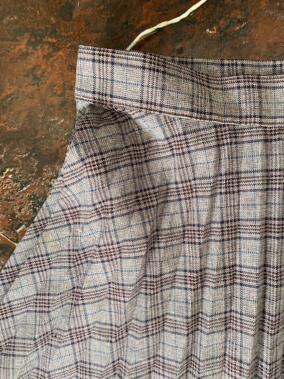 Jupe Vintage Années 70 – Mi-longue Plissée à Carreaux – Pure Laine – Taille S UK 8