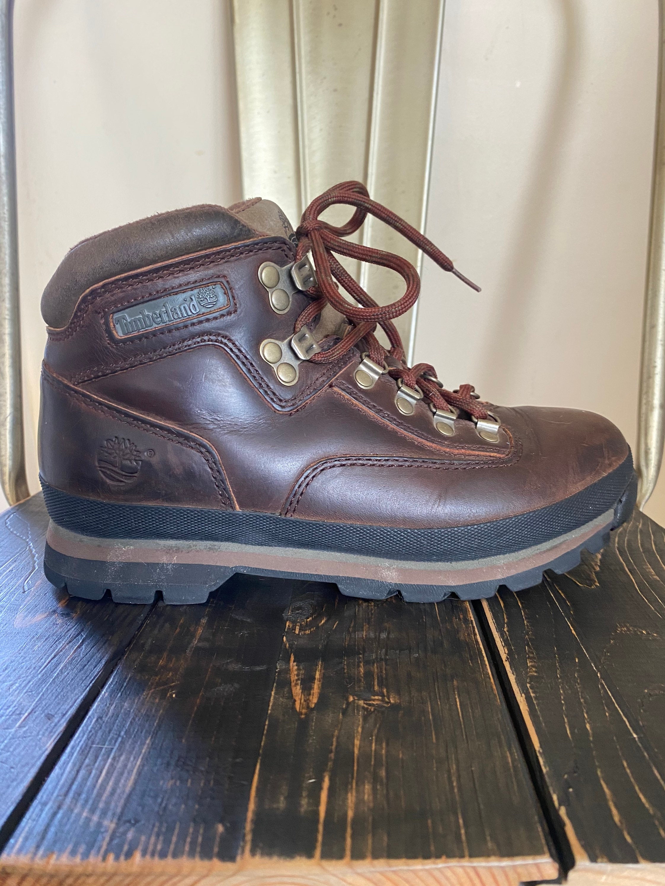 Años 90 8M Timberland de montaña de cuero atadas las Etsy España