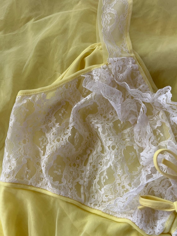 Vintage small medium yellow nightgown long maxi l… - image 9