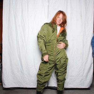 60s 42R small army green Early Vietnam Era USAF Flyer&#39;s Suit Liner Anti-Exposure Coveralls Mark 5A, Insulating Ventilating 1967 winter snow