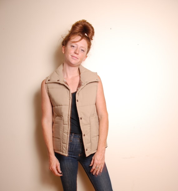 80s medium tan puffer vest mens blanket lined pla