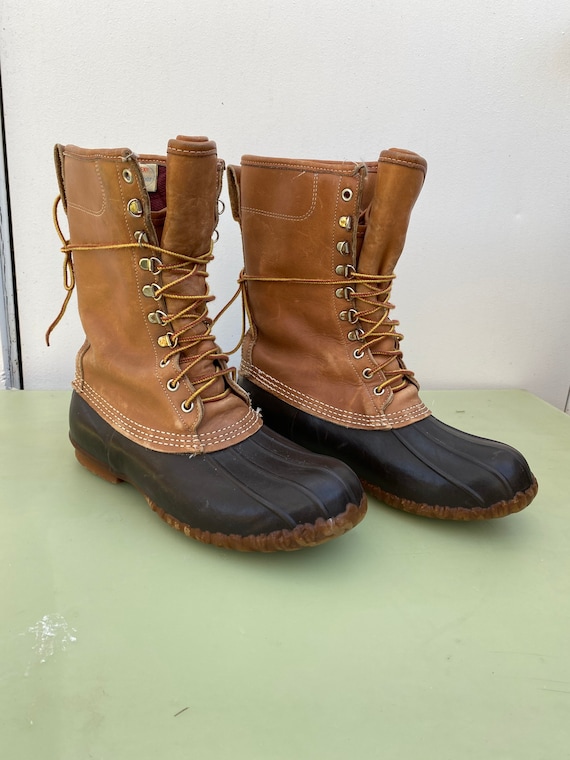 80s mens 9 Maine Hunting Boot leather lace up tall