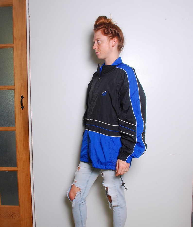 90s Large Olypmics Windbreaker black blue zip up JcPennys exclusive sportswear mens womens unisex athletic wear USA Atlanta Hipster image 6