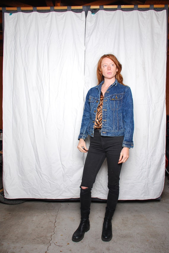 80s Small Lee Stone Wash Denim Jacket Button Down Riders