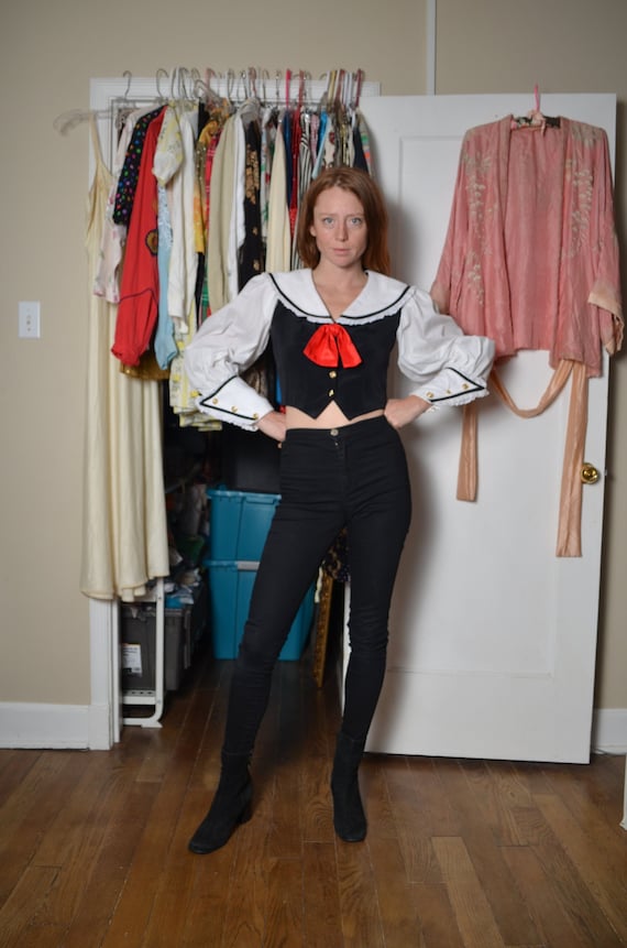 Vintage small costume sailor top long sleeve puffy