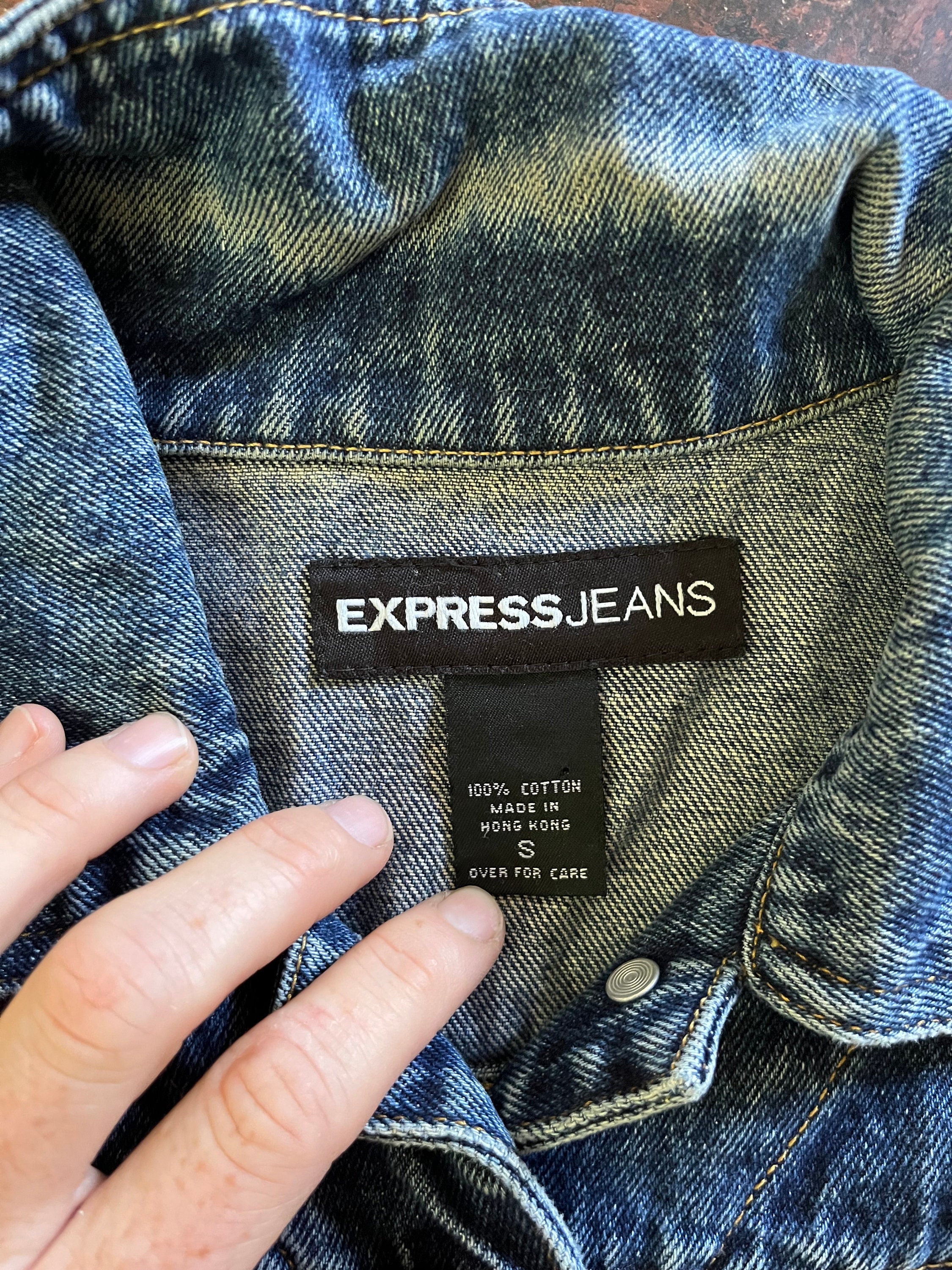 Y2k Small Express Jeans Denim Jacket Dark Wash Button Down