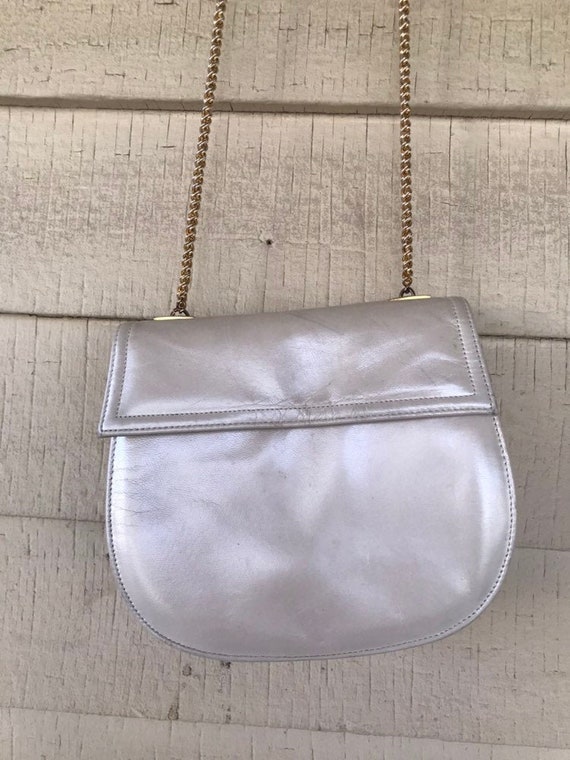 80s pearly white chain strap pocketbook purse wom… - image 3
