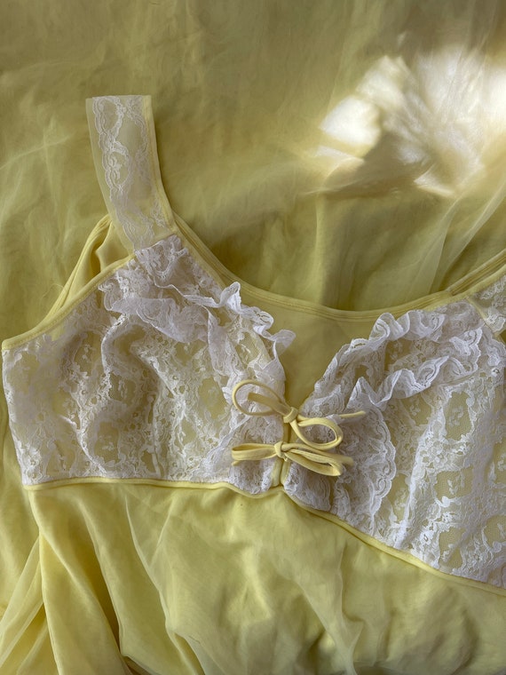 Vintage small medium yellow nightgown long maxi l… - image 8