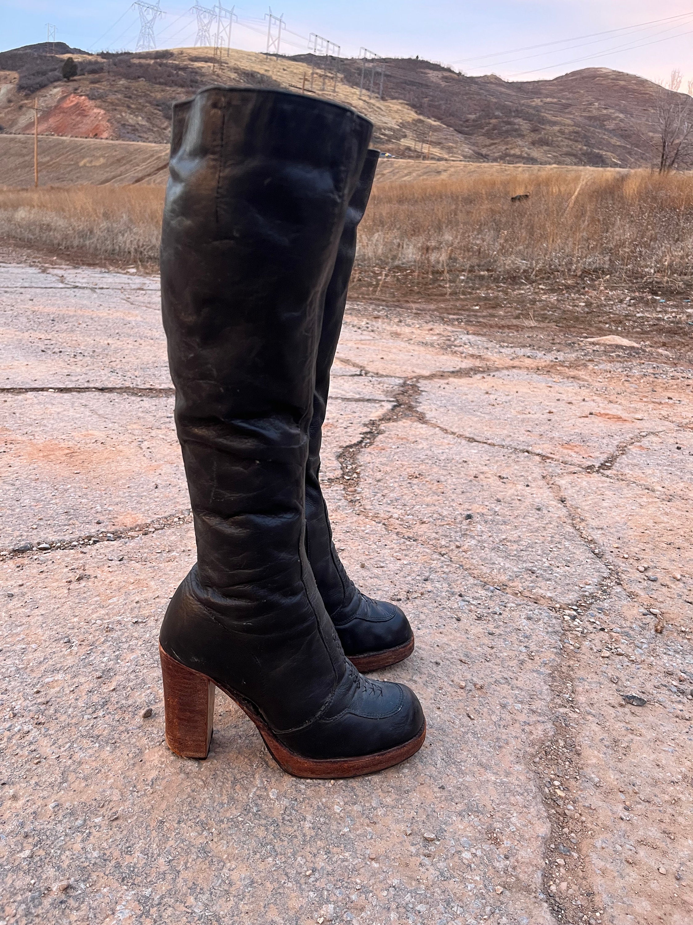 70s Knee High Boots Etsy Australia
