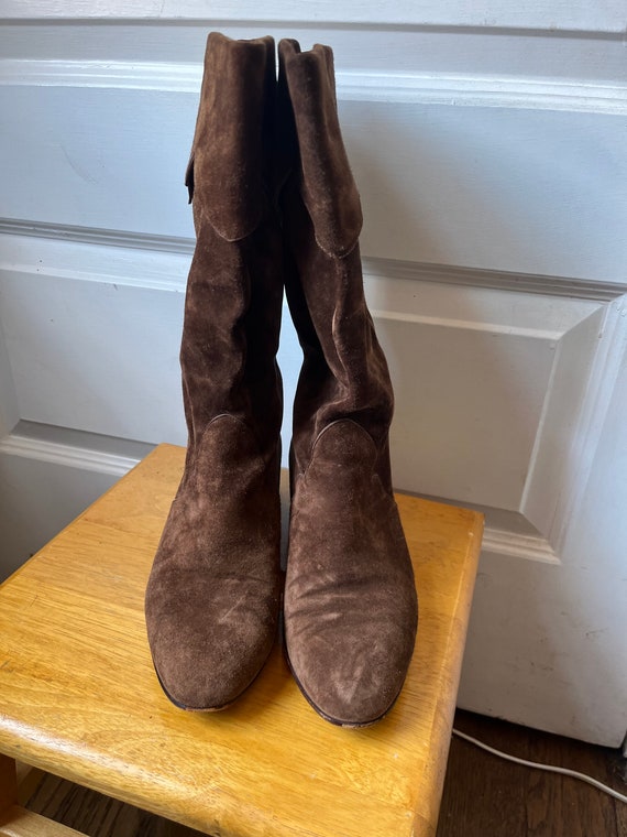 70s womens 8 brown suede Burno Magli boots middle… - image 3