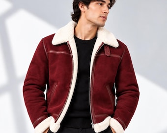Röd Shearling Jacka Handgjord Konstmocka Spiritual Inspirerad Vinterkappa Julhelg Cosplay Kostym