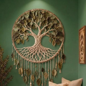 Tree of Life Macrame Pattern PDF | Large Wall Hanging Dreamcatcher | Boho Leaf Tapestry | Instant Download Digital Pattern