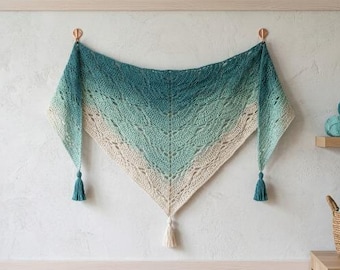 Boho Ombre Crochet Shawl Pattern – Step-by-Step PDF Guide for Triangle Scarf, Modern Tassel Wrap, Beginner Friendly DIY Project