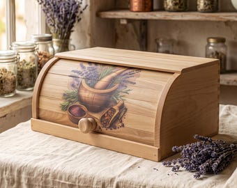 Scatola per il pane in legno, contenitore per il pane in legno di faggio
