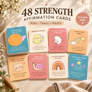 48 Strength Affirmation Cards for Kids, Teens & Adults | Printable PDF