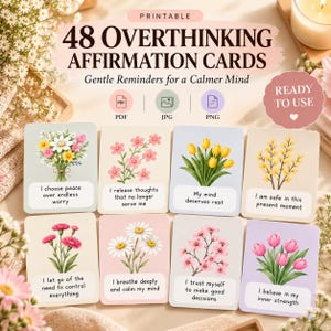 48 Overthinking Affirmation Cards for Anxiety Relief