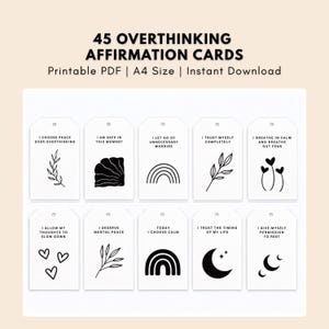 45 tarjetas de afirmaciones para superar el exceso de pensamiento, mazo para aliviar la ansiedad, regalo para la salud mental.