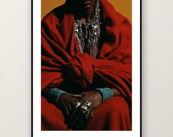 Fotografía editorial de joyería africana / Ornament Queen Fashion Photography, arte mural maximalista bohemio (descarga digital)