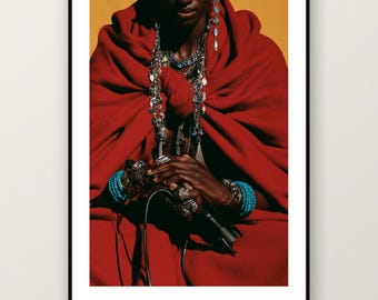 Fotografía editorial de joyería africana / Ornament Queen Fashion Photography, arte mural maximalista bohemio (descarga digital)