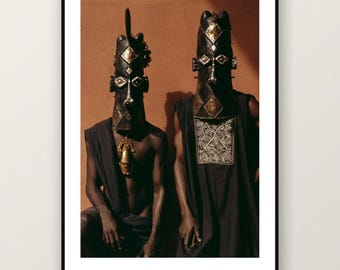 Estampado de máscara ceremonial africana / Serie de retratos tribales, Moody Gallery Decor (Descarga digital)