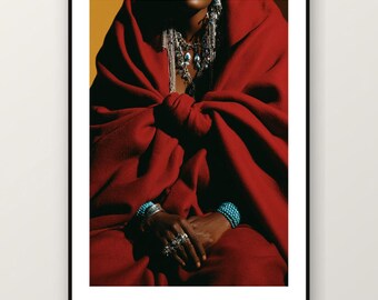 Fotografía editorial de joyería africana / Ornament Queen Fashion Photography, arte mural maximalista bohemio (descarga digital)