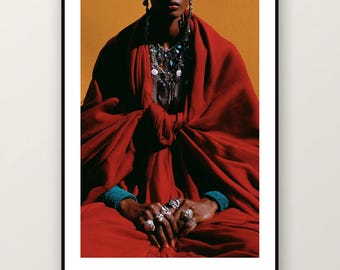 Fotografía editorial de joyería africana / Ornament Queen Fashion Photography, arte mural maximalista bohemio (descarga digital)