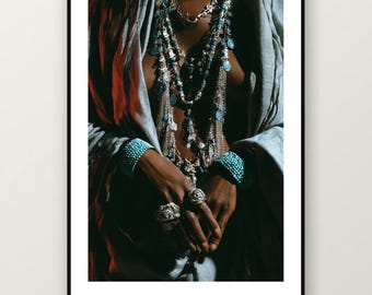 Fotografía editorial de joyería africana / Ornament Queen Fashion Photography, arte mural maximalista bohemio (descarga digital)
