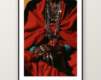 Fotografía editorial de joyería africana / Ornament Queen Fashion Photography, arte mural maximalista bohemio (descarga digital)