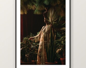 Estampado de mujer con máscara africana / Retrato femenino tribal, decoración afrocéntrica (descarga digital)