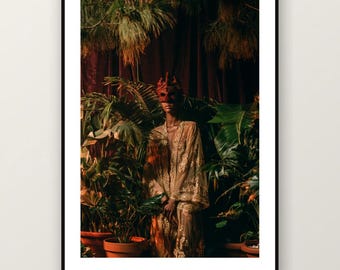 Estampado de mujer con máscara africana / Retrato femenino tribal, decoración afrocéntrica (descarga digital)