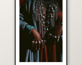 Fotografía editorial de joyería africana / Ornament Queen Fashion Photography, arte mural maximalista bohemio (descarga digital)