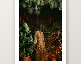 Estampado de mujer con máscara africana / Retrato femenino tribal, arte mural editorial de la jungla (descarga digital)