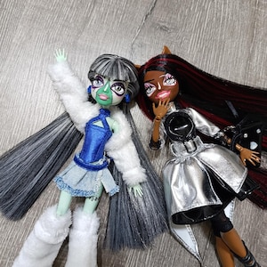 Monster High Gyaru OOAK Dolls – Frankie Stein & Clawdia Wolf Repaint – Handmade Art Dolls