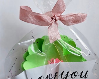 GREEN Paper flower Peony individual flower gift Valentines Day gift card holder