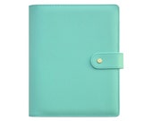 Aquamarine -Heart Of Gold Vegan- Leather 6-Ring A5 Planner-PRE-ORDER ONLY