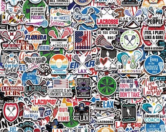 50PCS Lacrosse Sticker Pack, Sport Stick Doodle Decals for Water Bottle, Laptop, Guitar, Luggage, Helmet, Notebook, DIY Waterproof Decor