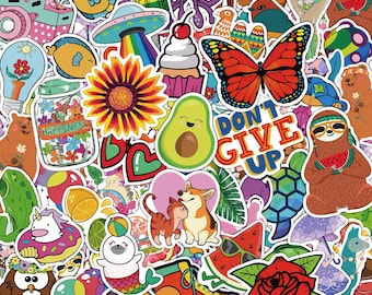 50PCS Colorful Cartoon Sticker Pack, Bright Stickers, Cute Stickers, Funny Stickers, Waterproof Stickers for Luggage, Motorcycles, Notebooks
