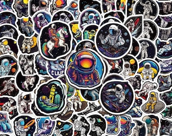 100PCS Space Astronaut Sticker Pack, Galaxy Universe Doodle Stickers, Waterproof Vinyl Stickers for Guitar, Notebook, Luggage, DIY