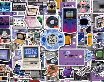 50PCS Vintage Device Sticker Pack, Retro Camera Stickers, Cassette Tech Stickers, Old Computer Stickers for Journals, Laptops, Luggage