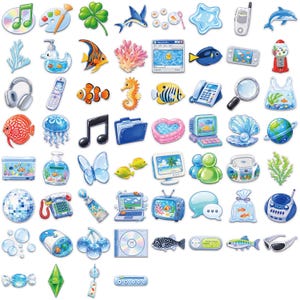 50PCS Frutiger Aero Sticker Pack, Blue Tech Stickers, Ocean Core Stickers, Retro Digital Stickers for Journals, Laptops, Phone Cases image 2