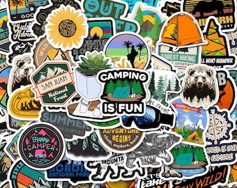 200PCS Outdoor Doodle Sticker Pack, Colorful Travel Stickers, Outdoor Camp Stickers, Happy Summer Stickers for Luggage, Guitars, Notebooks