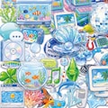 50PCS Frutiger Aero Sticker Pack, Blue Tech Stickers, Ocean Core Stickers, Retro Digital Stickers for Journals, Laptops, Phone Cases