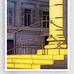 Bonjour Paris - Colorful Modern Architectural Art Print Parisian Illustration Stylish Wall Hanging for Trendy Home Decor Gift Travel Artwork
