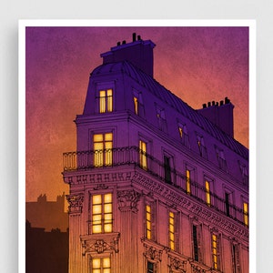 Paris illustration - Boulevard de Magenta - Art Illustration Print  Paris Art Prints Paris decor   drawing Red