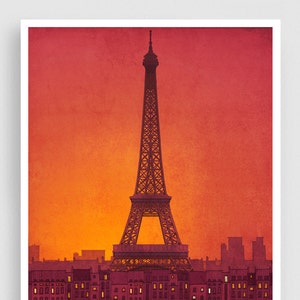 New day - Paris Eiffel Tower Print Giclée Art Print Original Illustration Unique Colorful France Home Decor Wall Hanging Gift for Travelers