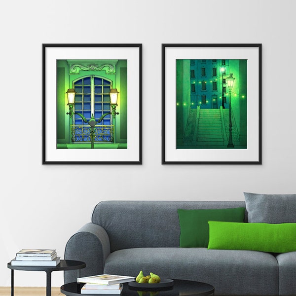 Any TWO Prints - Set of two Illustrations,Fine art illustration Giclee Print Art Poster Paris Home decor Large  City prints