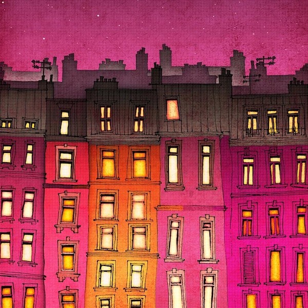 Illustration romantique de Paris, impression d'art, décoration vibrante pour la décoration murale du salon