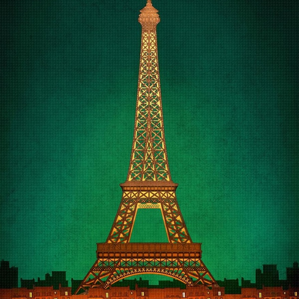 Illustration d'art mural de Paris impression Tour Eiffel nuit décoration de ville élégant cadeaux pour la maison